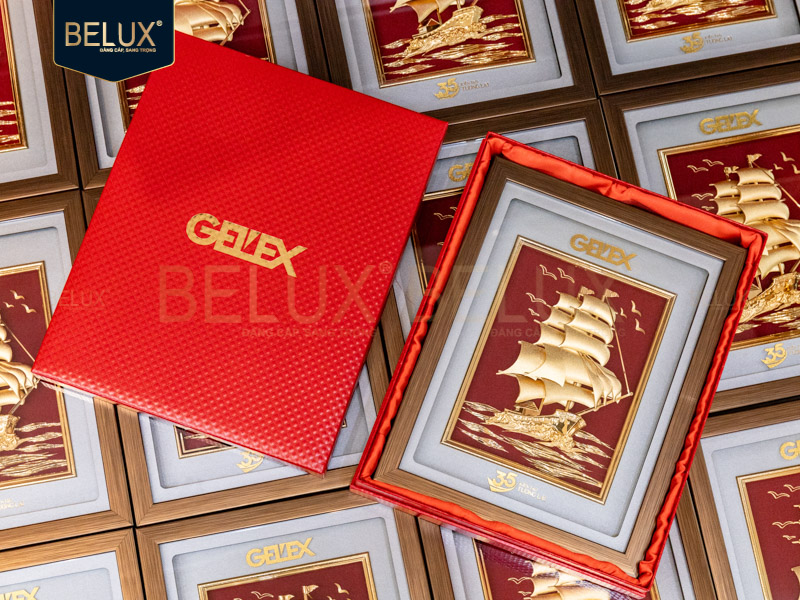 Lô 400 tranh thuyền Gelex 32x25cm dát vàng 24k thiết kế theo yêu cầu